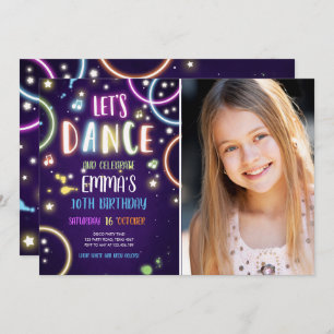 Dance Party Neon Glow Disco Birthday Invitation