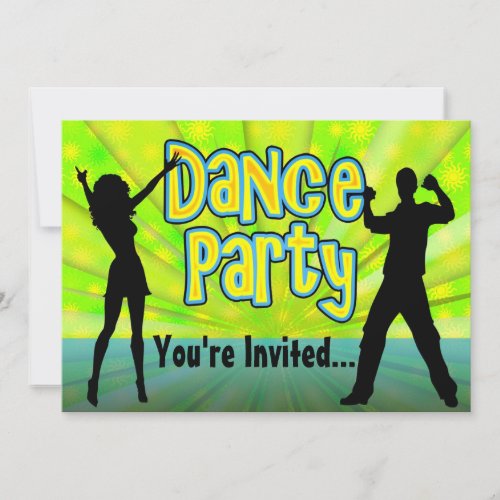 Dance Party Neon GreenBlack Invitation