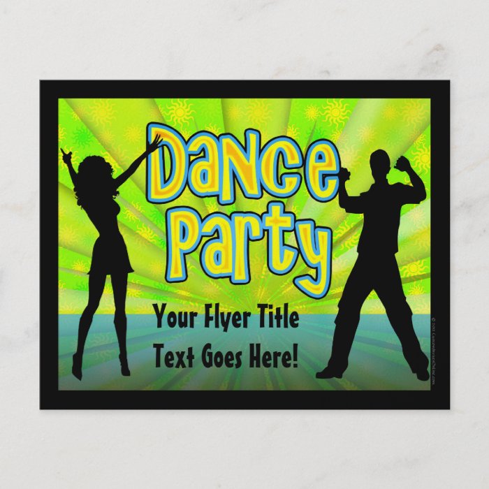 Dance Party, Neon Green/Black Personalized Flyer