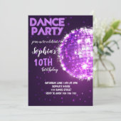 Dance Party Purple Disco Girl Birthday Invitation | Zazzle