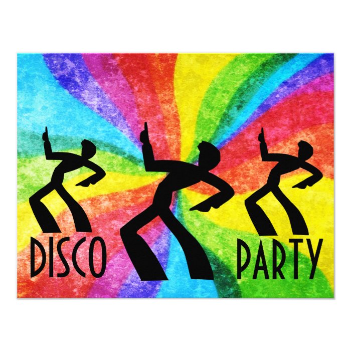 Dance Party Retro Rainbow Personalized Invites