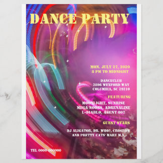 DANCE PARTY SPINNING TOP CUSTOMIZABLE, TEXT. FLYER