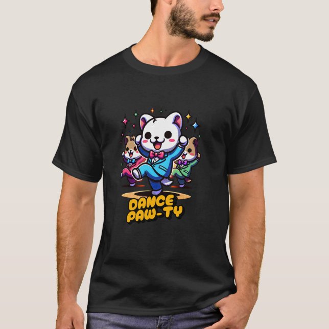 Dance Paw-ty Funny Dancing Cats T-Shirt (Front)