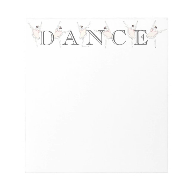 "Dance" Pink Ballerina Ballet Dancer Notepad (Front)