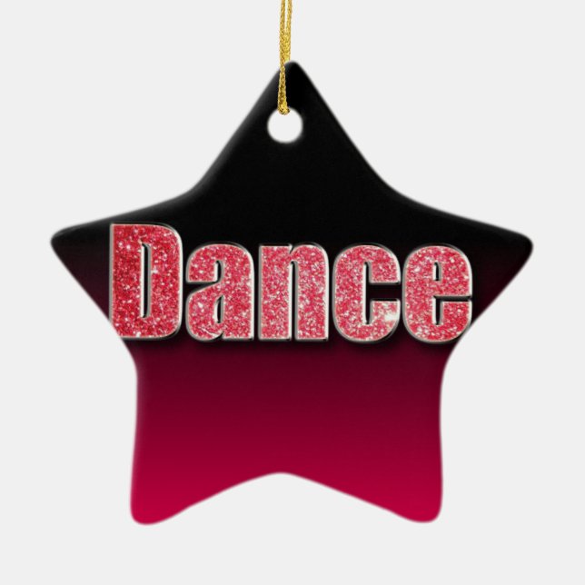Dance Pink Glitter Ceramic Ornament (Front)