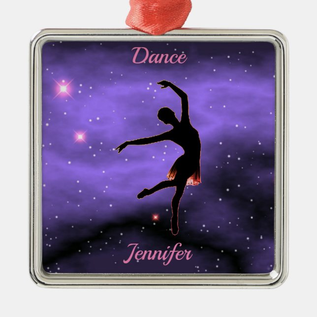 Dance Pink & Purple Metal Ornament (Front)