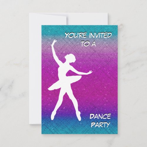 Dance Pink Purple Turquoise Ombre Party Invitation