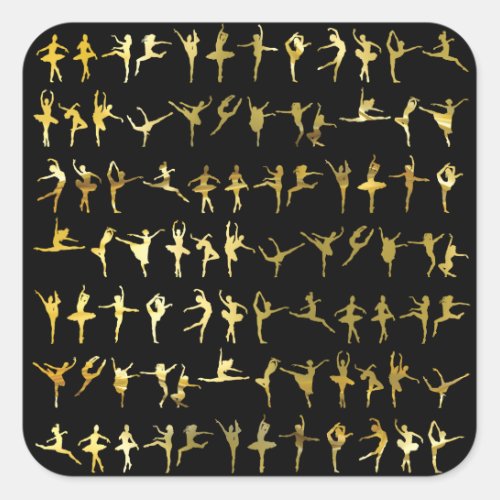 Dance poses pattern gold _ dance ballet yoga square sticker
