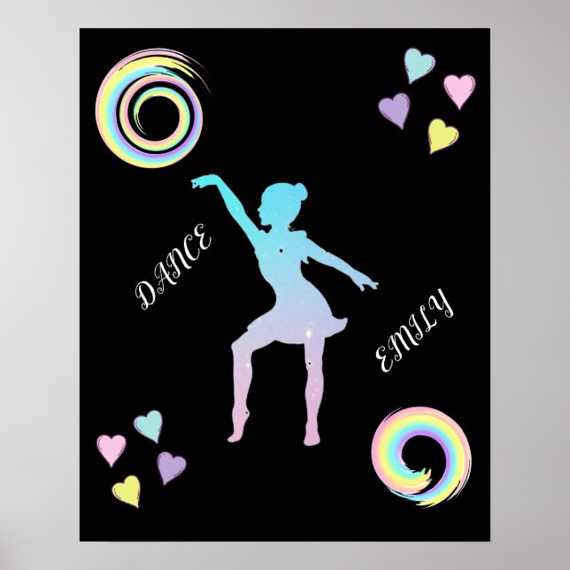 Dance poster with hearts & swirls. (Front)