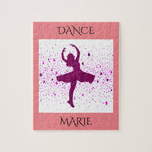 Dance puzzle for girls. Personalized name.