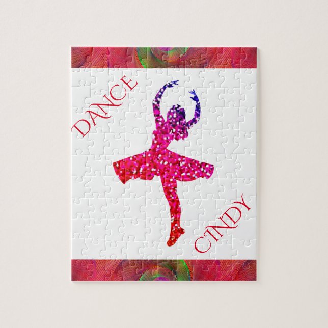 Dance puzzle for girls. Personalized name. (Vertical)