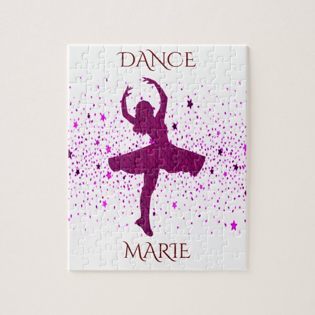 Dance puzzle for girls. Personalized name. (Vertical)
