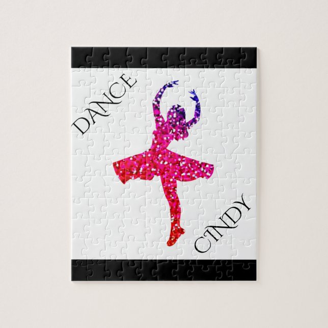 Dance puzzle for girls. Personalized name. (Vertical)