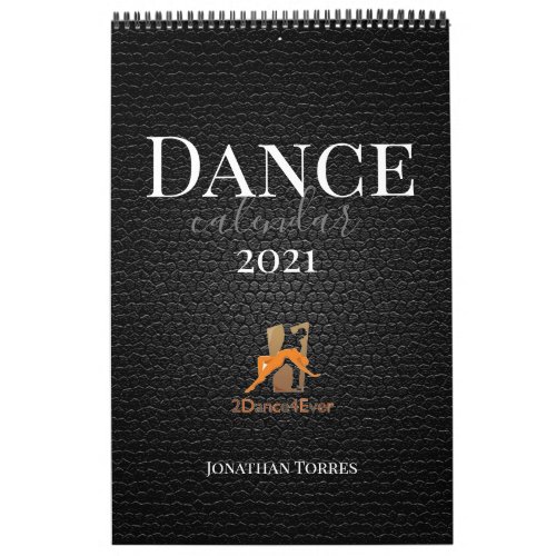 Dance Quote Black Leather Image Logo and Name Calendar