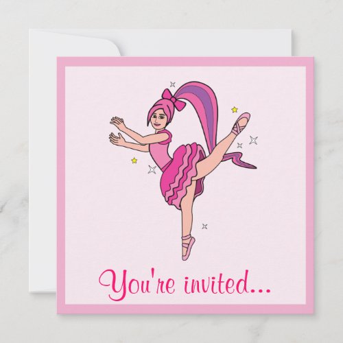 Dance Recital Ballet Ballerina with Bow Invitation