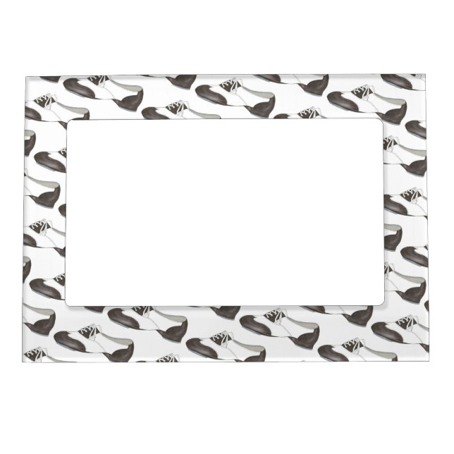 Dance Recital Black White Tap Shoe Tapdance Gift Magnetic Frame (Front)