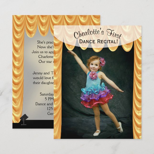Dance Recital Photo Template Invitation (Front/Back)