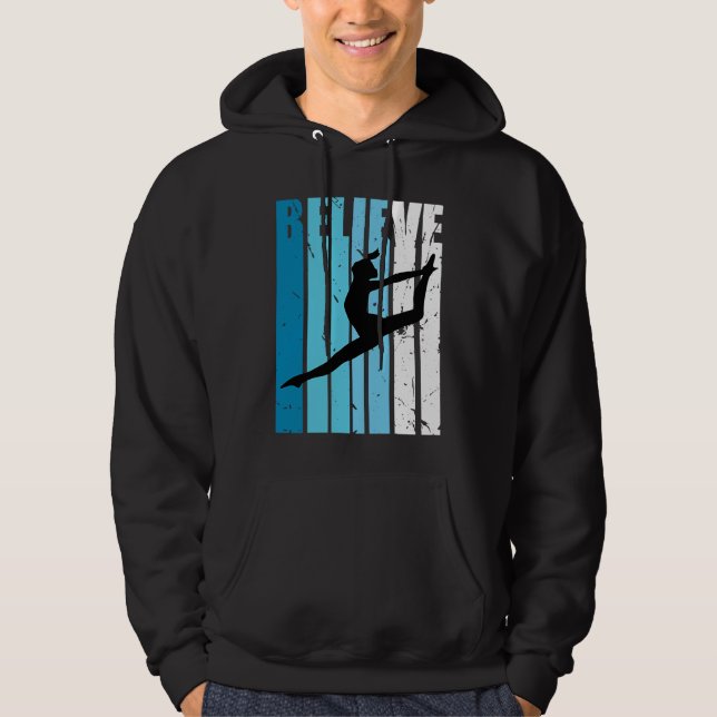 Dance Retro Believe Turquoise Dancer Dancing Fan W Hoodie (Front)