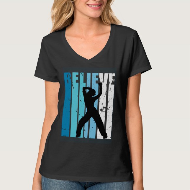 Dance Retro Believe Turquoise Girl Dancer Fan Woma T-Shirt (Front)