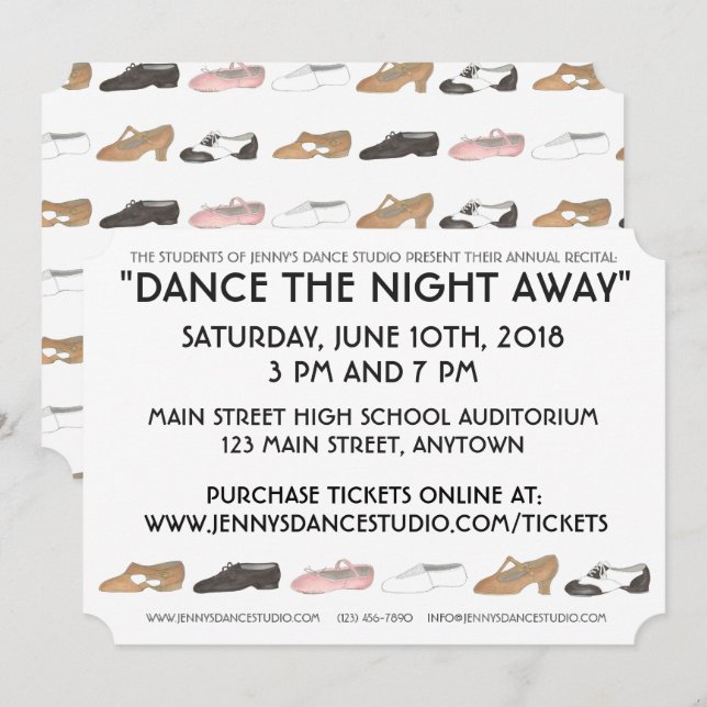 Dance School Studio Annual Recital Showcase Show Invitation (Front/Back)