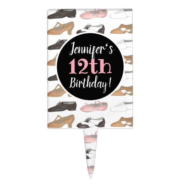 Dance Shoes Ballet Tap Jazz Lyrical Birthday Party Cake Topper (Front)