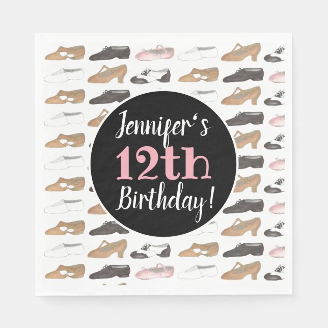 Dance Shoes Ballet Tap Jazz Lyrical Birthday Party Napkins (Front)