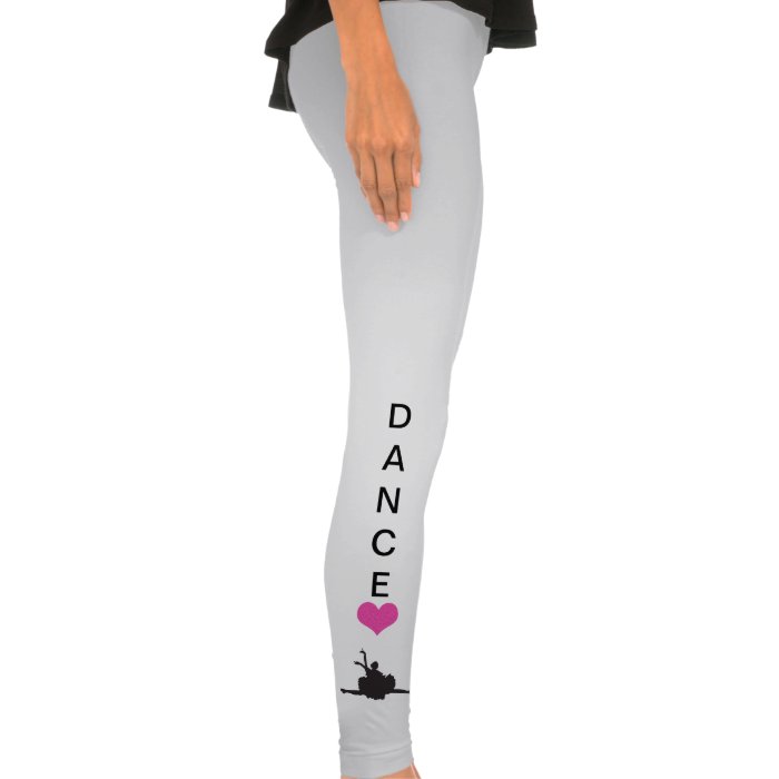 Dance Silhouette w/ pink glitter Heart Leggings