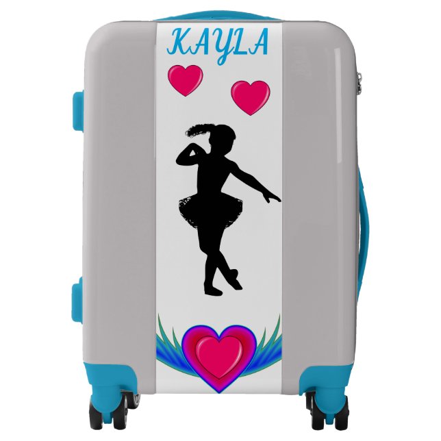 Dance silver hard shell luggage & custom name. (Front)