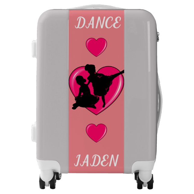 Dance silver hard shell luggage & custom name. (Front)