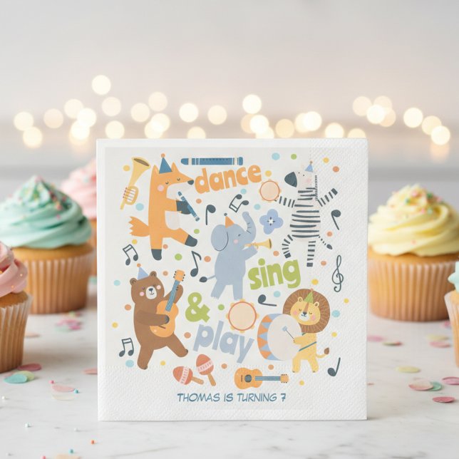 Dance sing and play kids birthday napkins (Creator Uploaded)