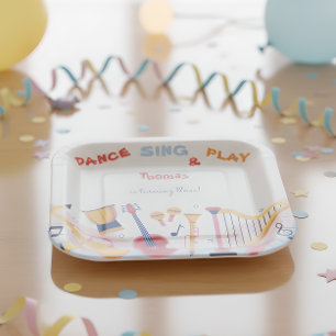 Dance sing and play kids birthday paper plates