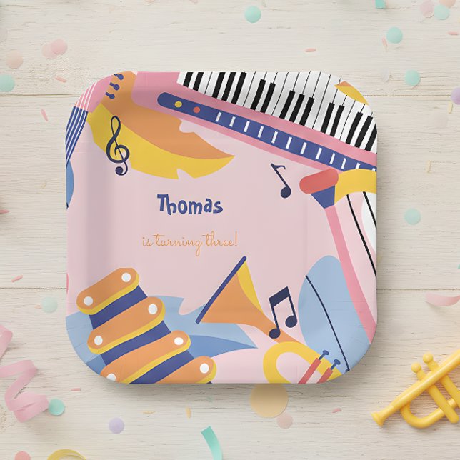 Dance sing and play kids birthday paper plates (Creator Uploaded)