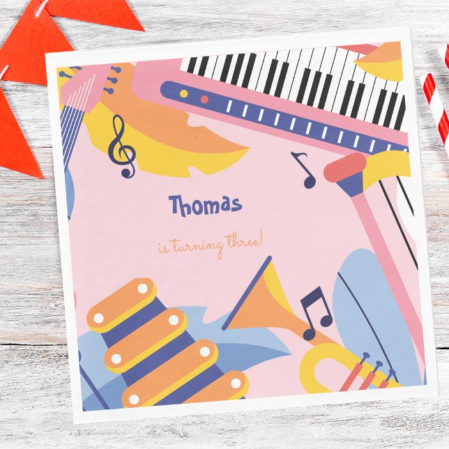 Dance sing and play music kids birthday napkins (Creator Uploaded)