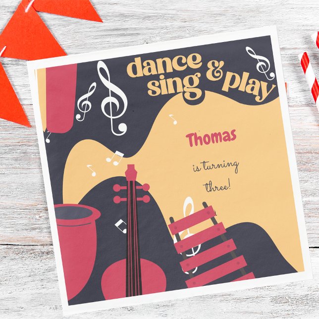 Dance sing and play music kids birthday napkins (Creator Uploaded)