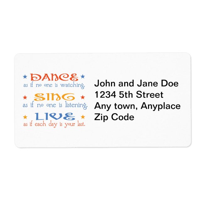 Dance Sing Live Label (Front)