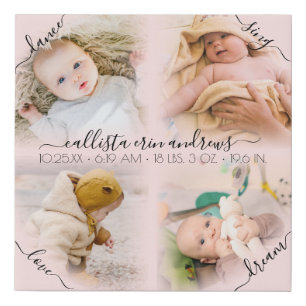 Dance Sing Love Dream Baby Stats Photo Collage Faux Canvas Print