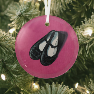 Dance Slippers Glass Ornament