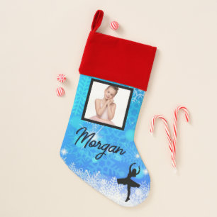 Dance Snowflake Custom Photo & Name Christmas Stocking