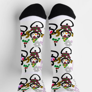Dance Snowman and Snowwoman Socks