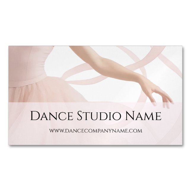 Dance Studio Ballet Dancer Pastel Pink Website Business Card Magnet (Front)