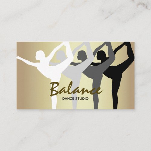 Dance Studio Body Silhouette Gold and Black Modern Business Card
