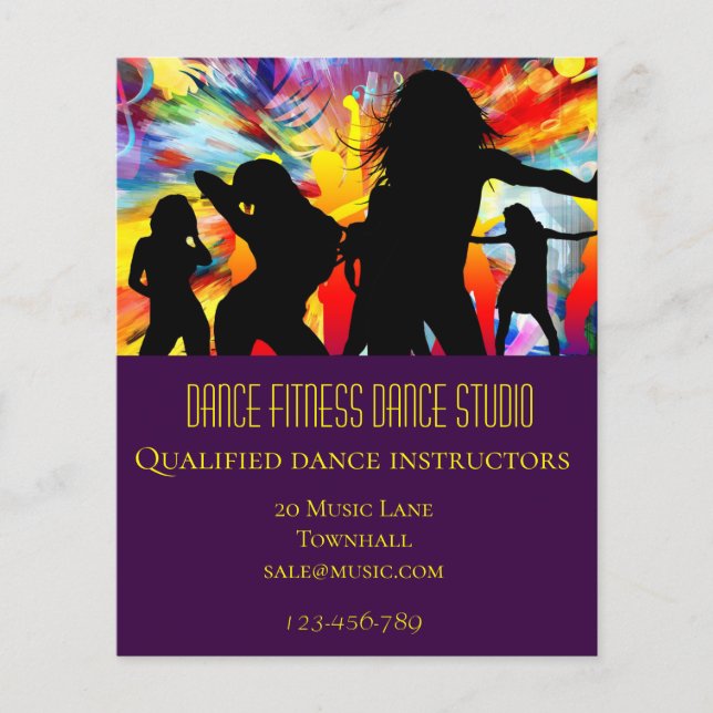 Dance studio dance lessons business flyer (Front)