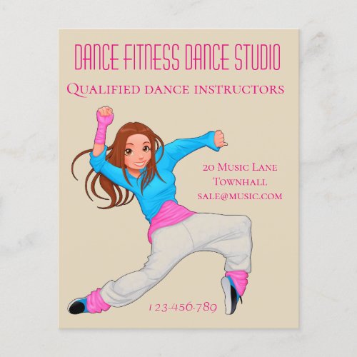 Dance studio dance lessons business flyer