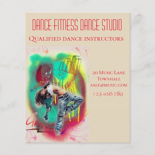 Dance studio dance lessons business flyer