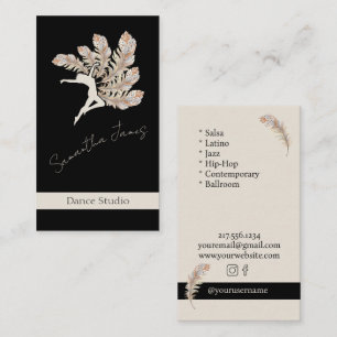 Dance Studio Feather Personalized Business Card