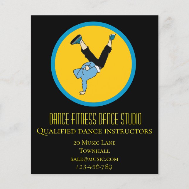 Dance studio hip hop dance lessons business flyer (Front)