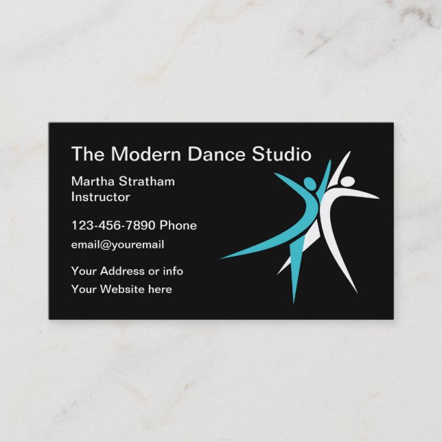 Dance Studio Lessons Instructor Business Card (Front)