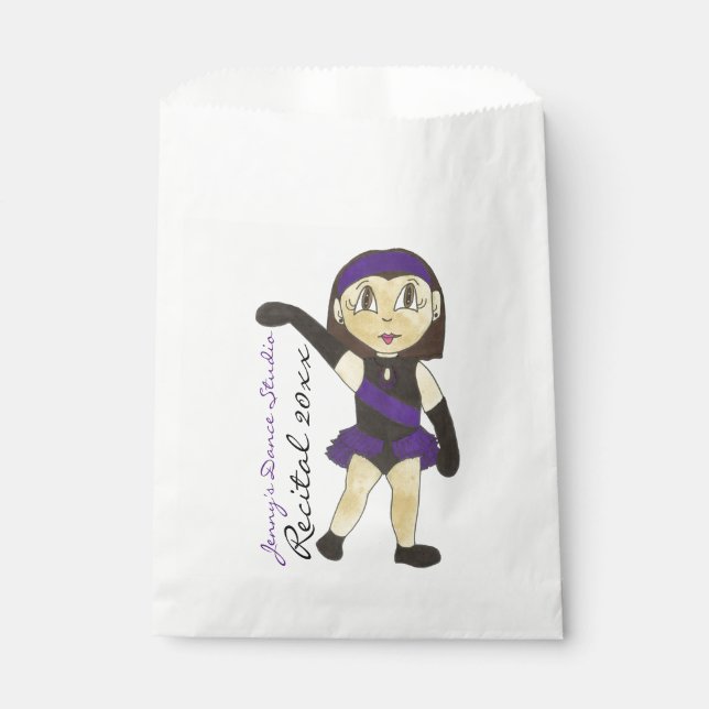 Dance Studio Recital Customized Jazz Dancer Girl Favor Bag (Front)