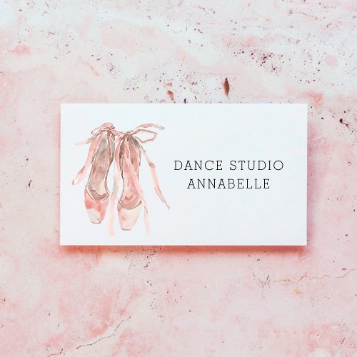 Dance Studio School Rose Pink Ballet Shoes Business Card