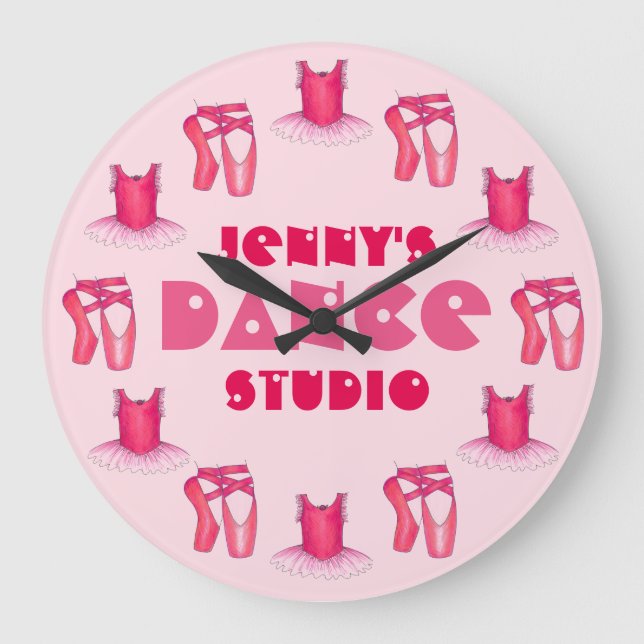 Dance Studio Teacher Ballerina Ballet Tutu Pointe Large Clock (Front)